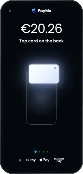 Phone showing a PayMe payment of €20,26
